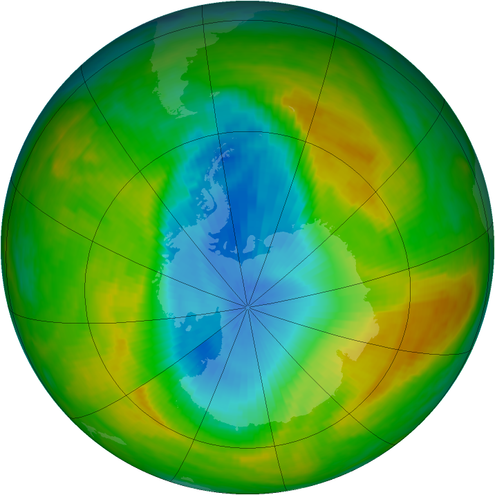 Antarctic ozone map for 14 November 1982